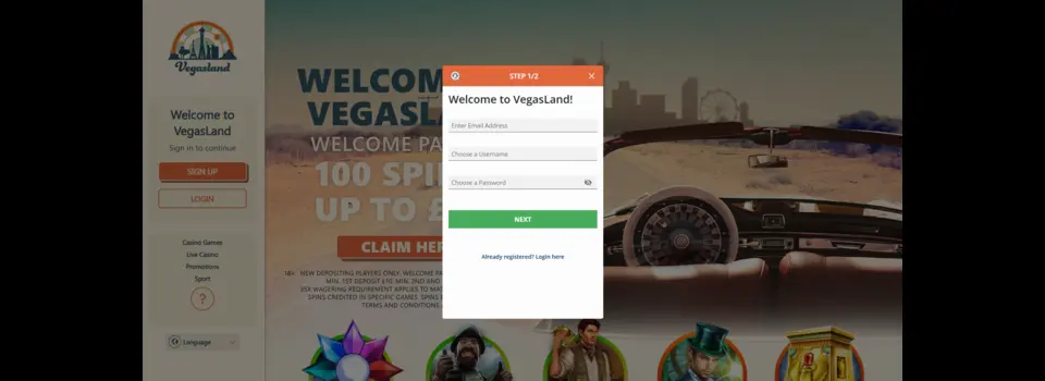 Vegasland Sign Up