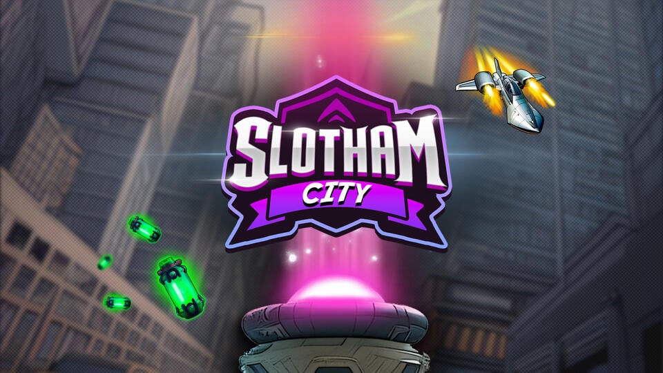 Slotham City cover image with superhero themed imagery