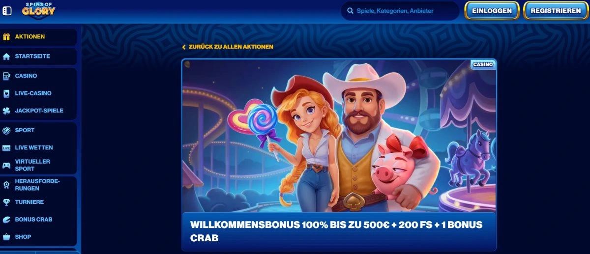 Spins of Glory Casino Willkommensbonus