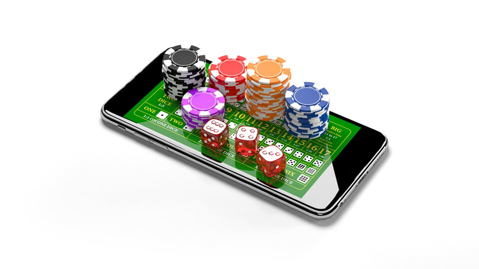 Online casino gambling concept with smartphone