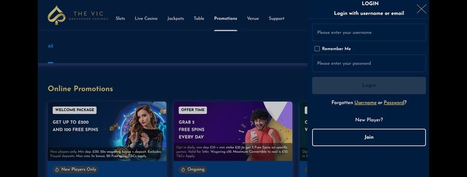 the vic casino login