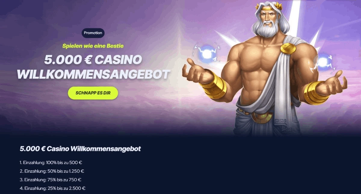 BetBeast Casino 200 % Bonus bis zu 1.000 € + 100 Freispiele am Big Bass Splash Slot 