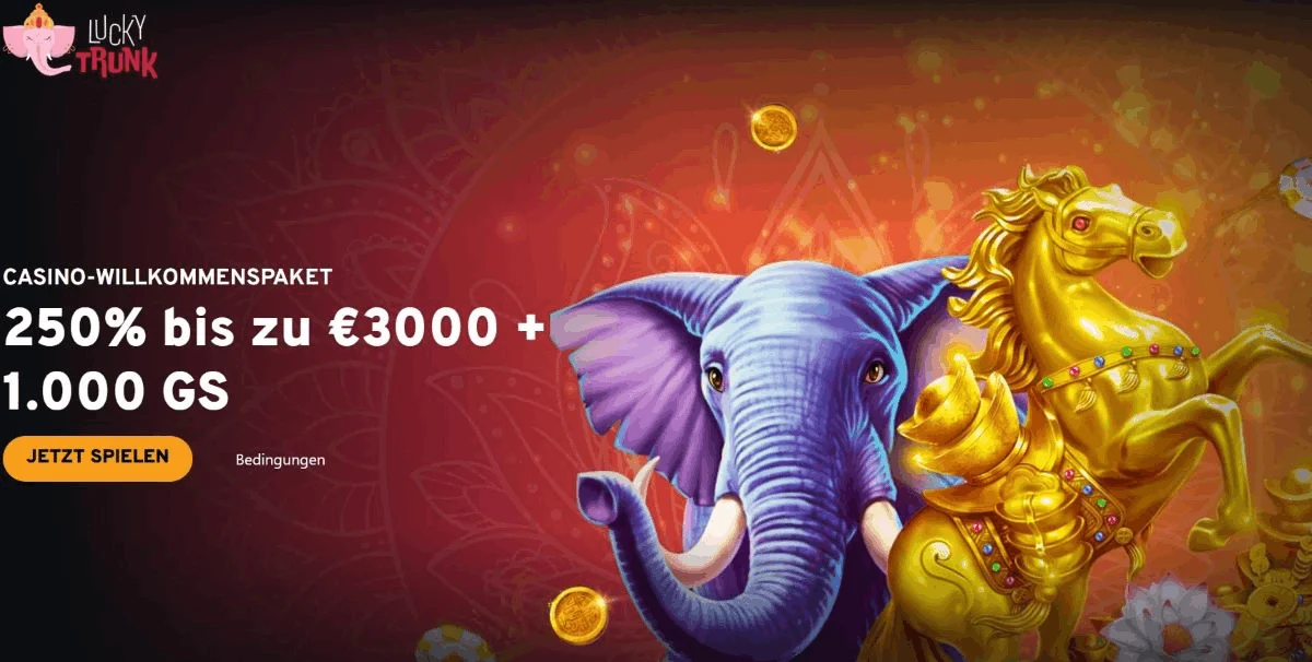 LuckyTrunk Casino Match-Bonus bis zu 3.000 € sowie 1.000 Freispielen